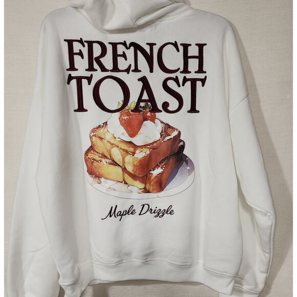 French toast women's white hoodie size Large - Picture 3 of 7